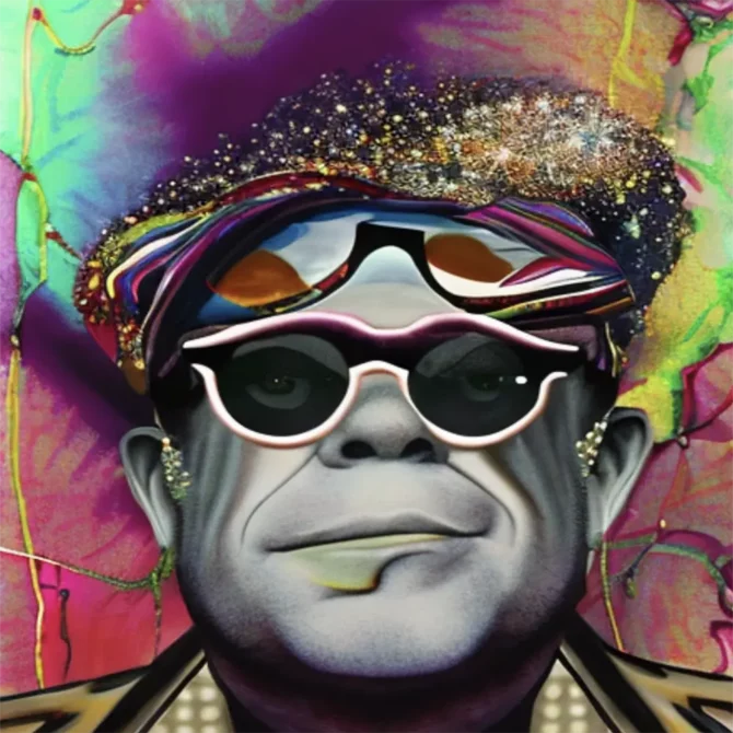 Elton John in the style of Wangechi Mutu     1